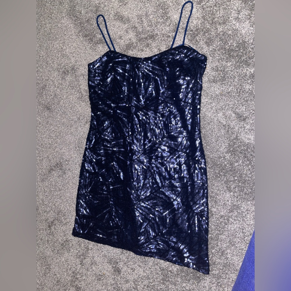 Cosmopolitan x dress the population  blue purple sequins mini dress thin strap